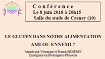 Conférence sur le Gluten, salle du stade à Creney. Intervenants : Véronique et Franck BEHEREC